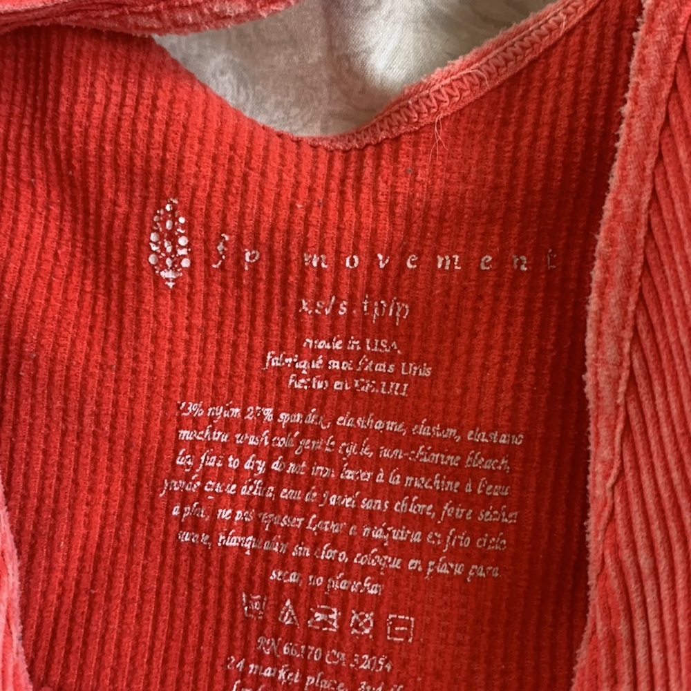 Free People Red Ribbed Sports Bra - Picture 3 of 3